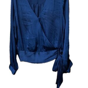 Elegant Blue Wrap Top